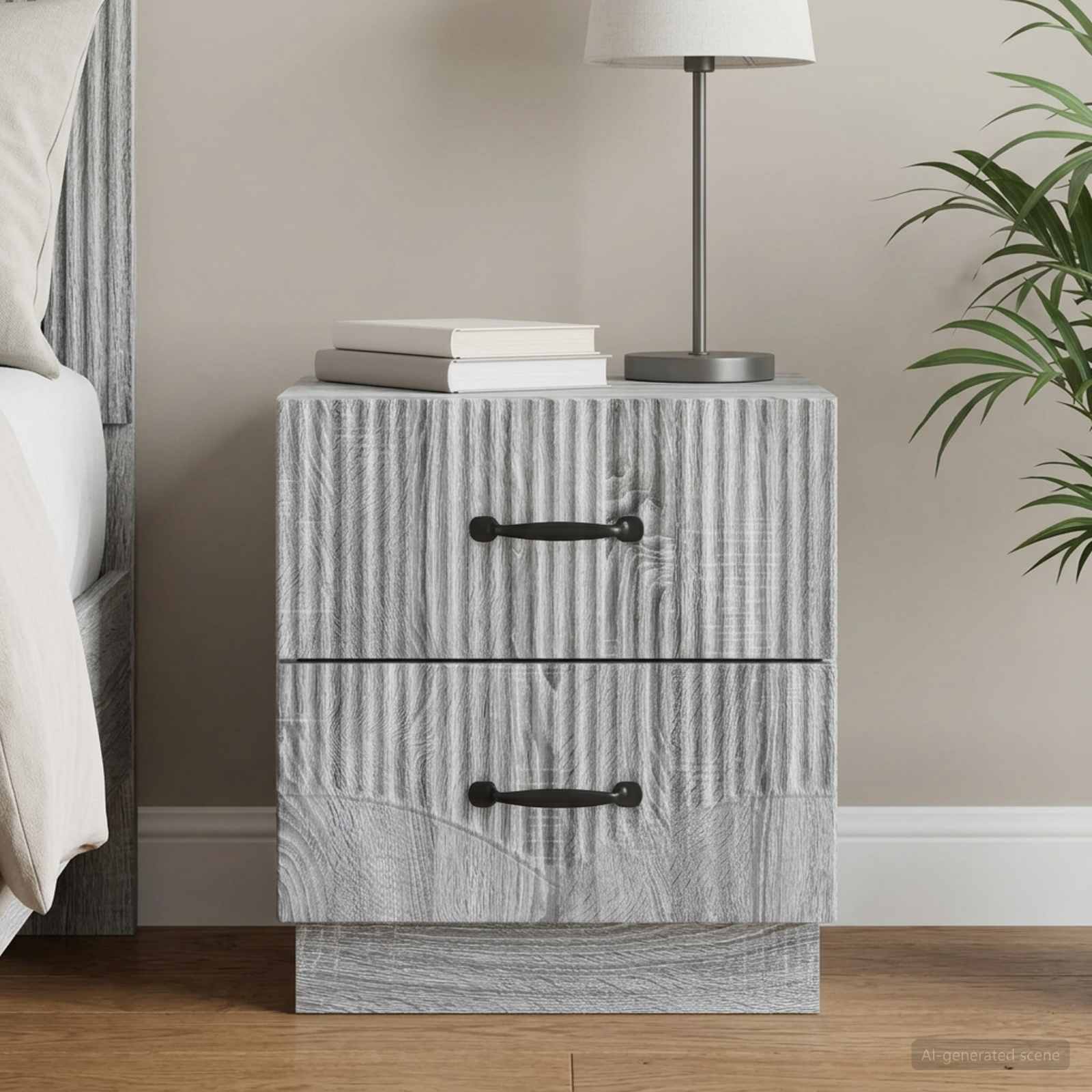 Nachtkastje Grijs sonoma 43 x 34,5 x 44,5 cm Bewerkt hout