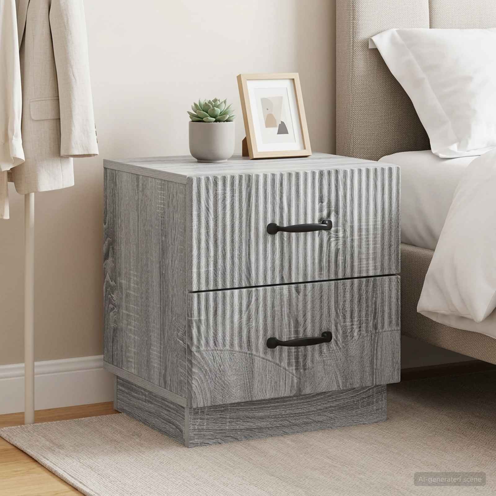 Nachtkastje 2 pcs Grijs sonoma 43 x 34,5 x 44,5 cm Bewerkt hout