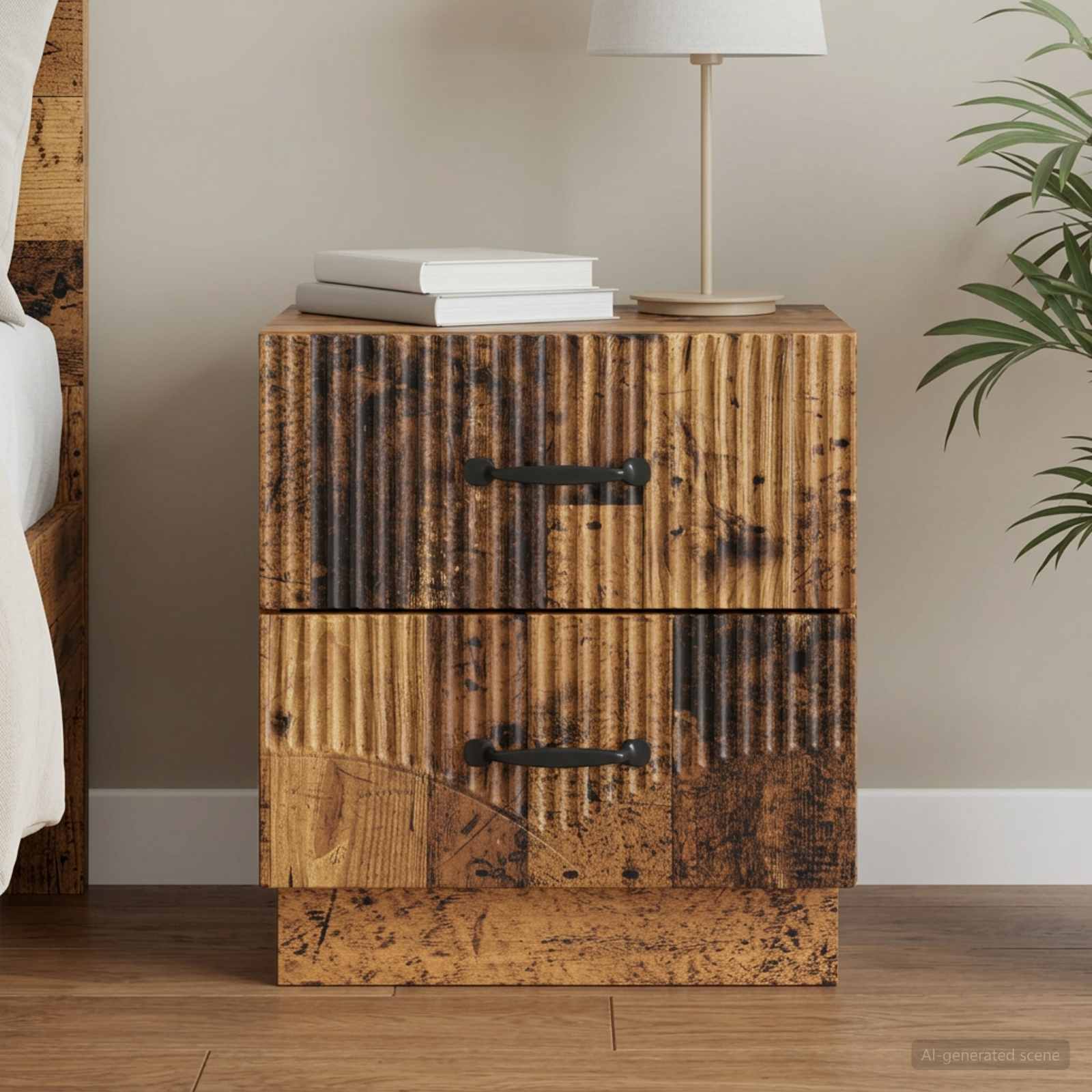 Nachtkastje met lade Oud hout 43 x 34,5 x 44,5 cm Bewerkt hout