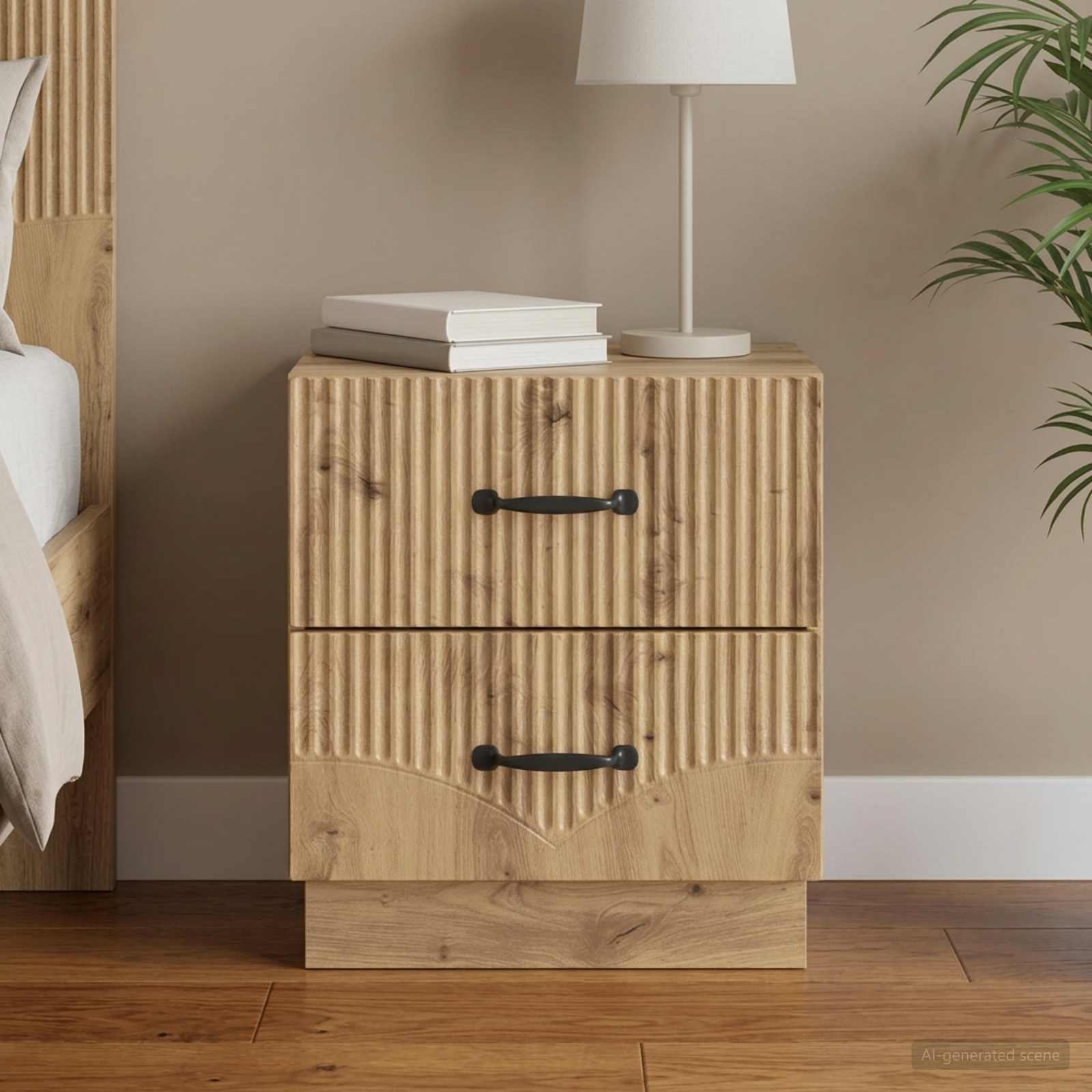 Nachtkastje Artisanaal eiken 43 x 34,5 x 44,5 cm Bewerkt hout