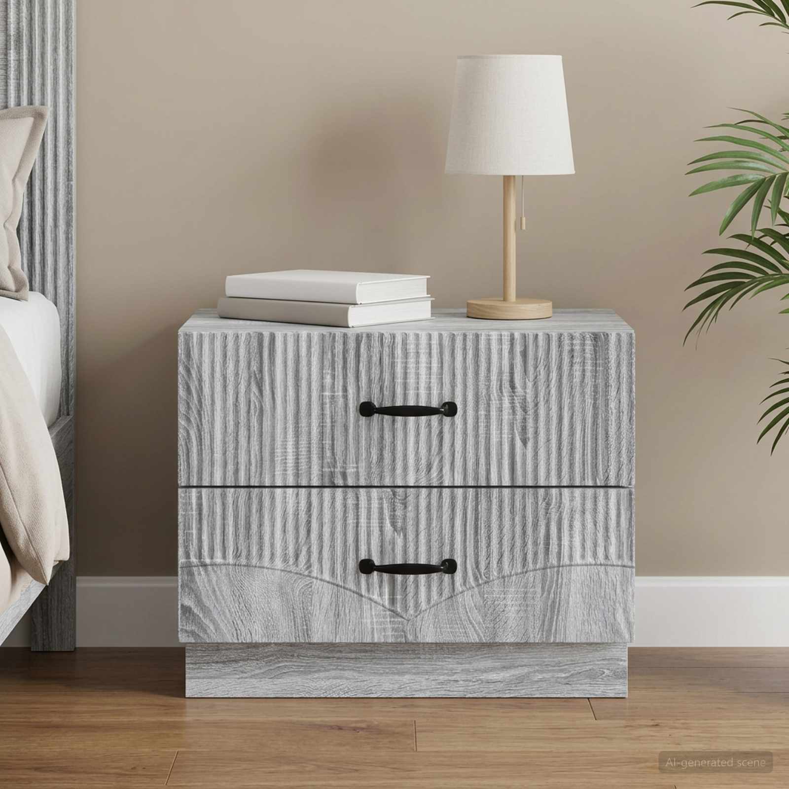 Nachtkastje Grijs sonoma 62 x 34,5 x 44,5 cm Bewerkt hout