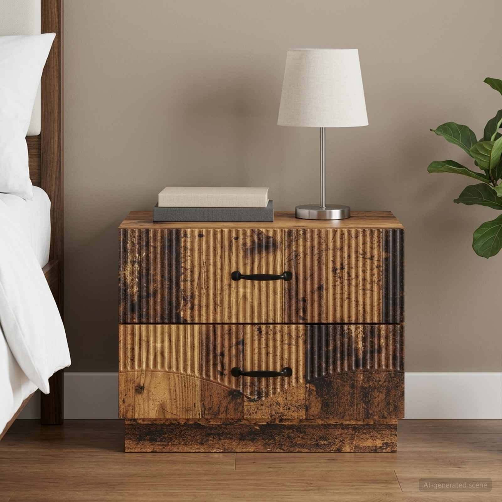 Nachtkastje met lade Oud hout 62 x 34,5 x 44,5 cm Bewerkt hout