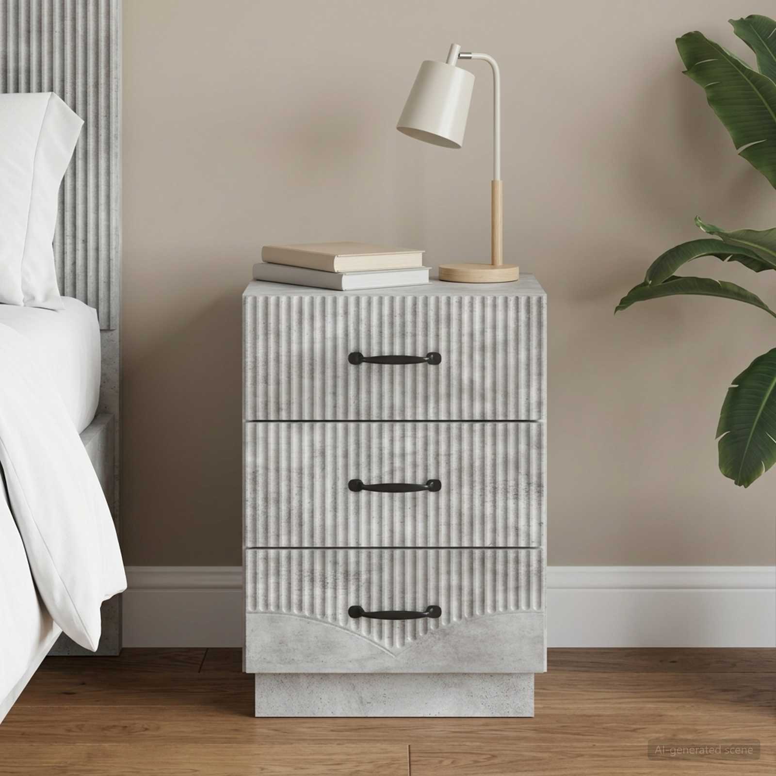 Nachtkastje met lade Betongrijs 43 x 41 x 63,5 cm Bewerkt hout