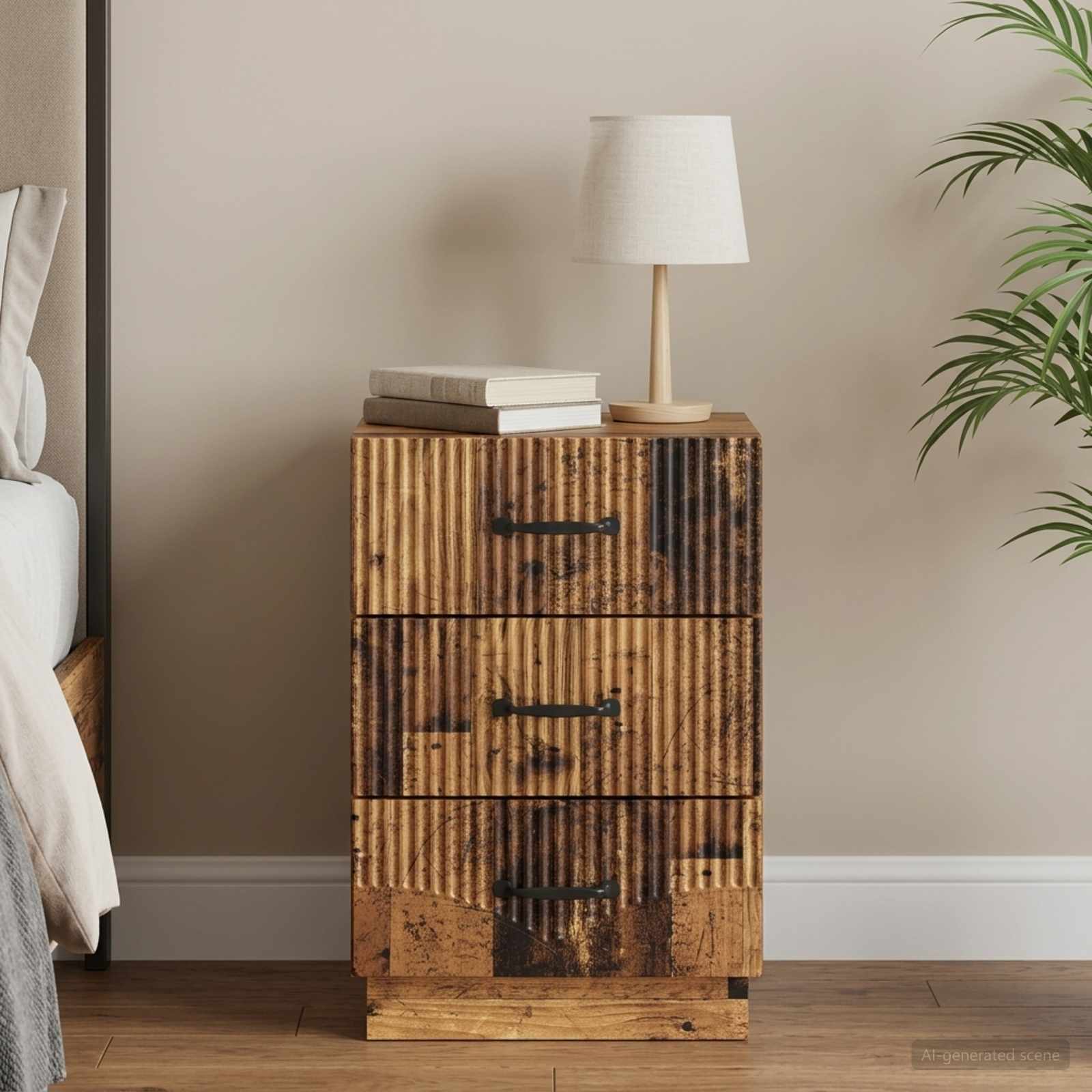 Nachtkastje met lade Oud hout 43 x 41 x 63,5 cm Bewerkt hout