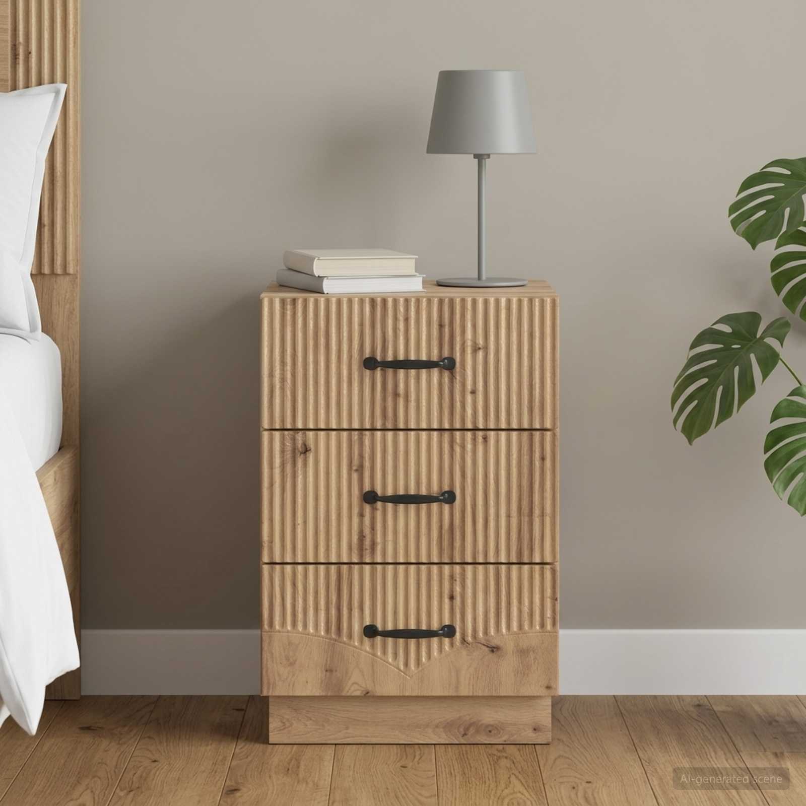Nachtkastje Artisanaal eiken 43 x 41 x 63,5 cm Bewerkt hout