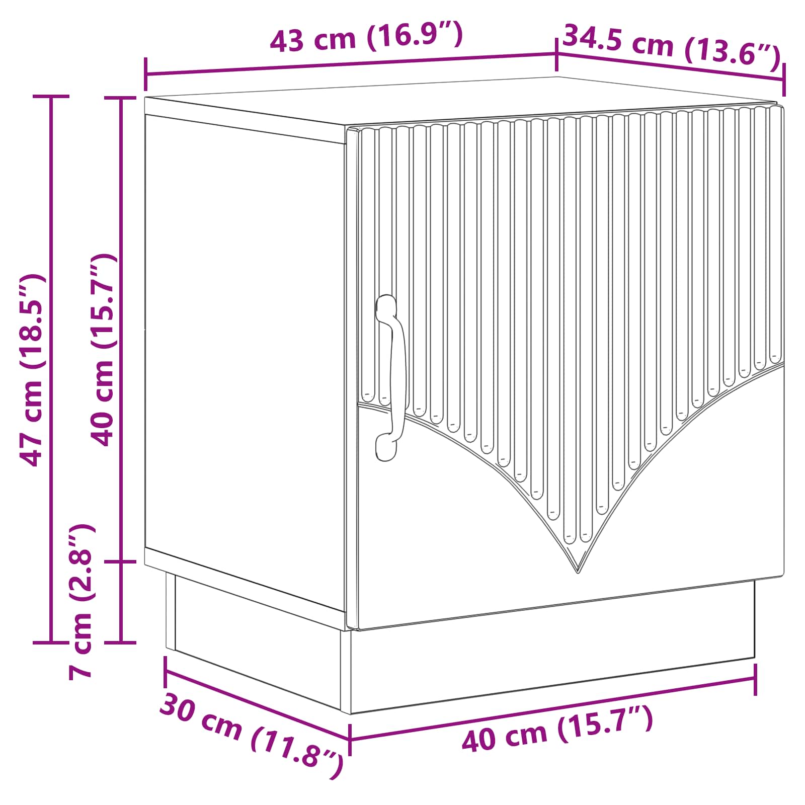 Nachtkastje Hoogglans Wit 43 x 34,5 x 47 cm Bewerkt hout – afbeelding 11