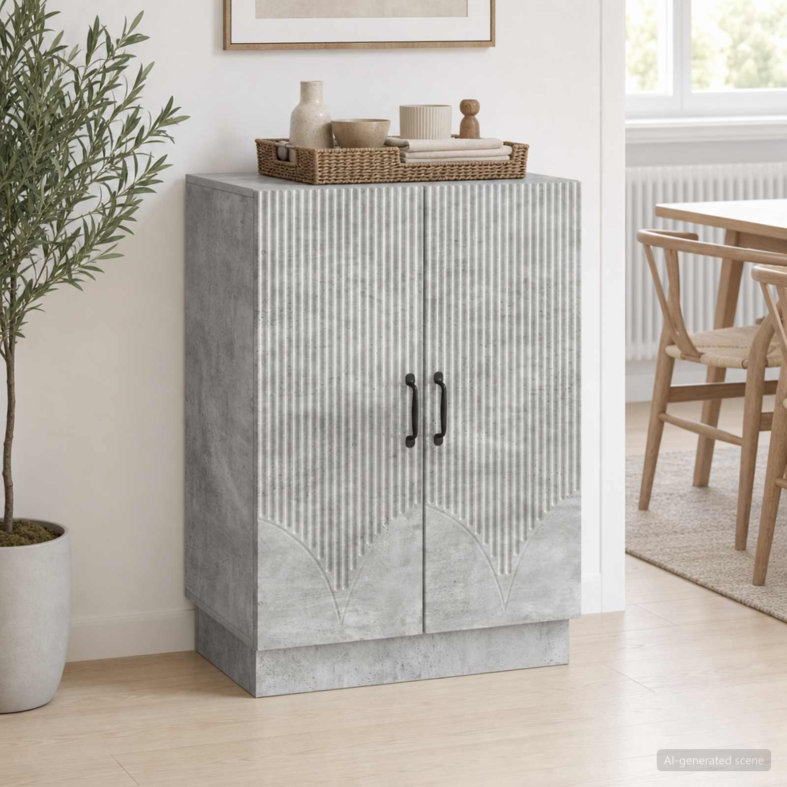 Dressoir Betongrijs 66 x 34,5 x 87 cm Bewerkt hout