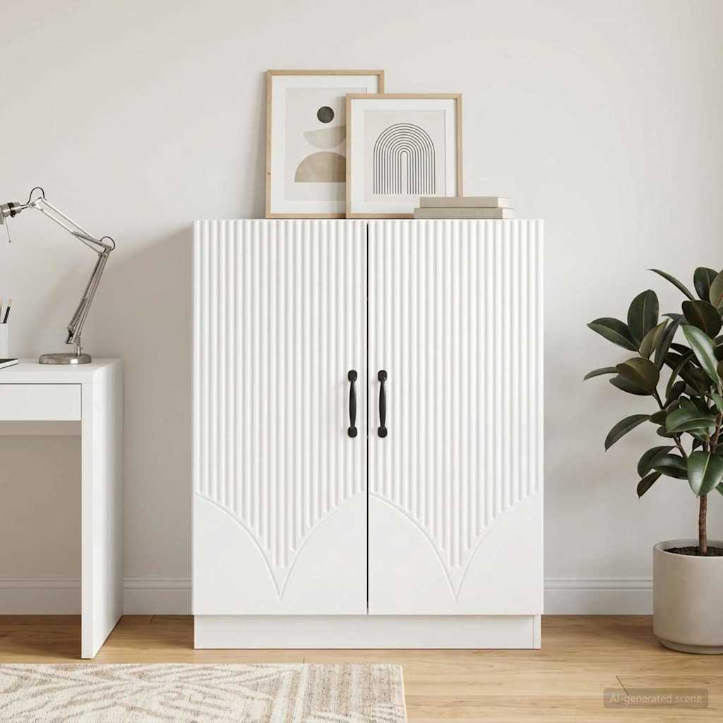 Dressoir Hoogglans Wit 66 x 34,5 x 87 cm Bewerkt hout – afbeelding 1