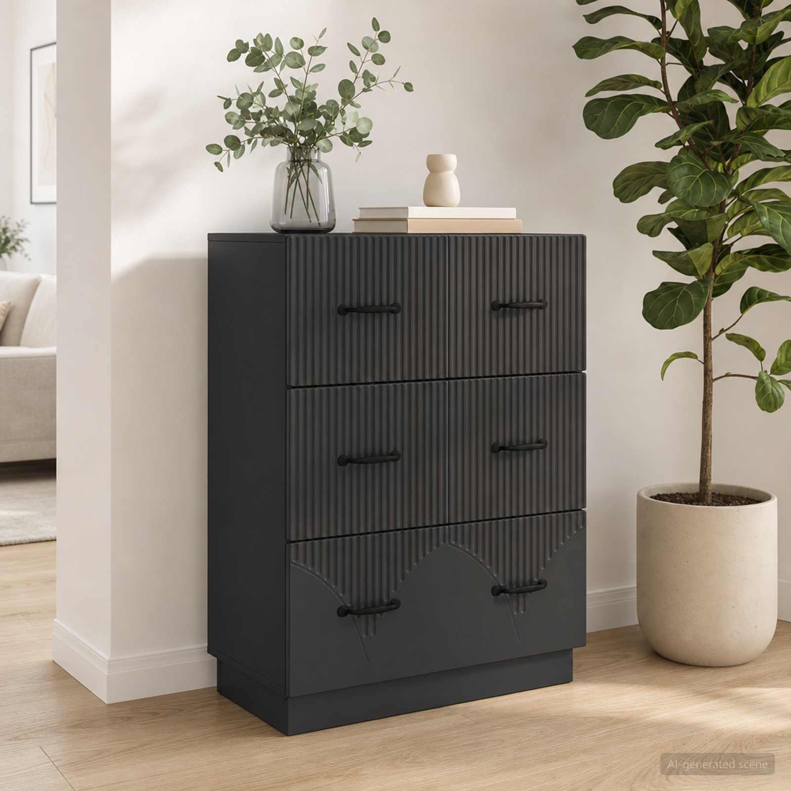 Ladenkast Zwart 66 x 34,5 x 87 cm Bewerkt hout
