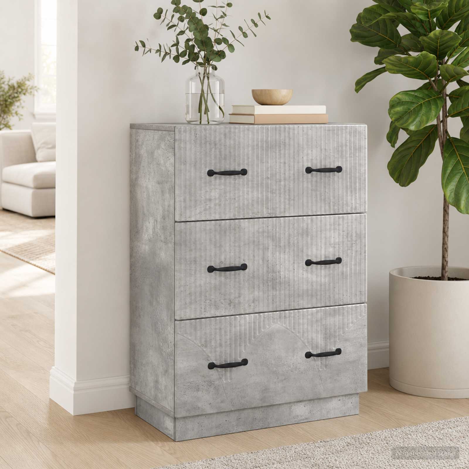 Ladenkast Betongrijs 66 x 34,5 x 87 cm Bewerkt hout