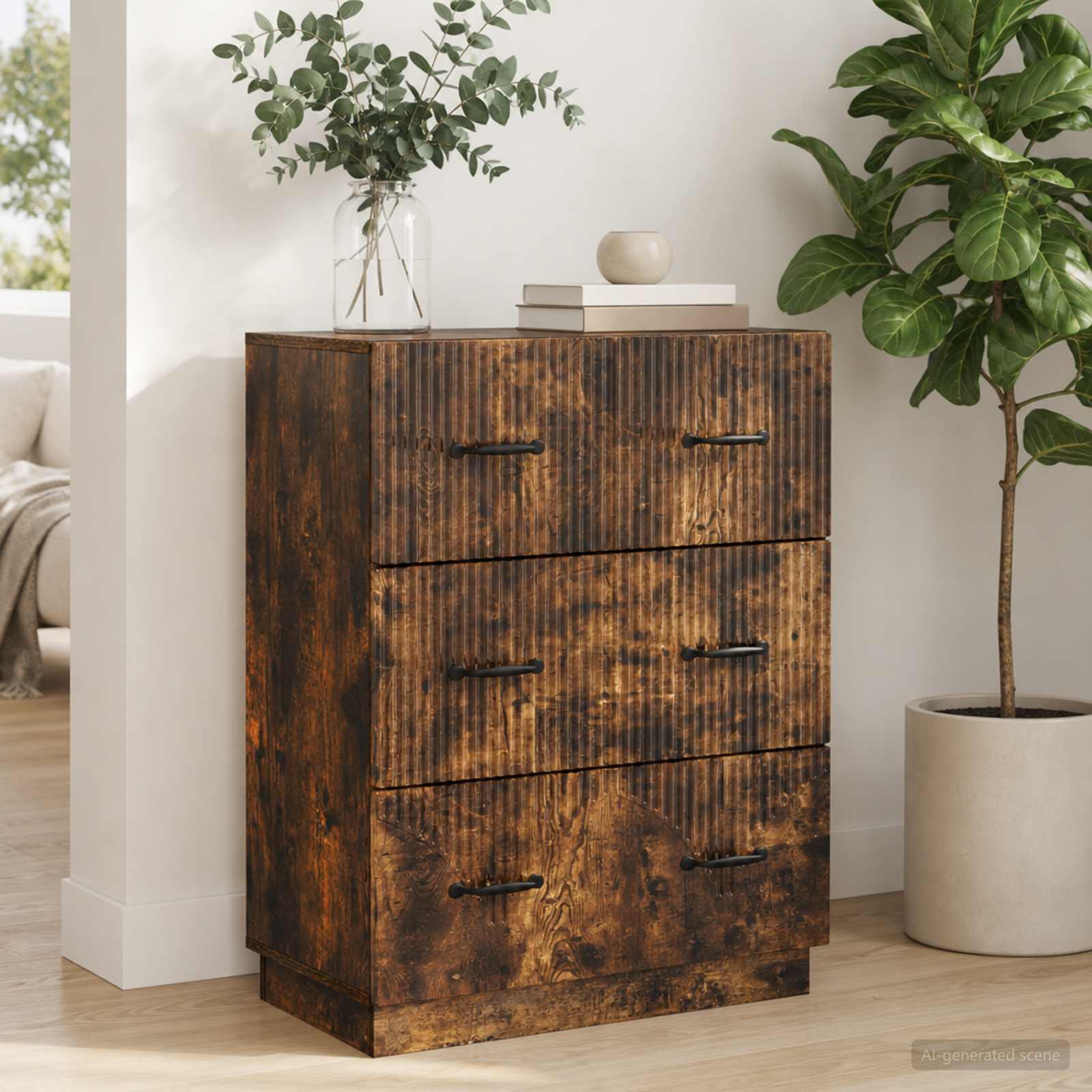 Ladenkast Gerookt eiken 66 x 34,5 x 87 cm Bewerkt hout