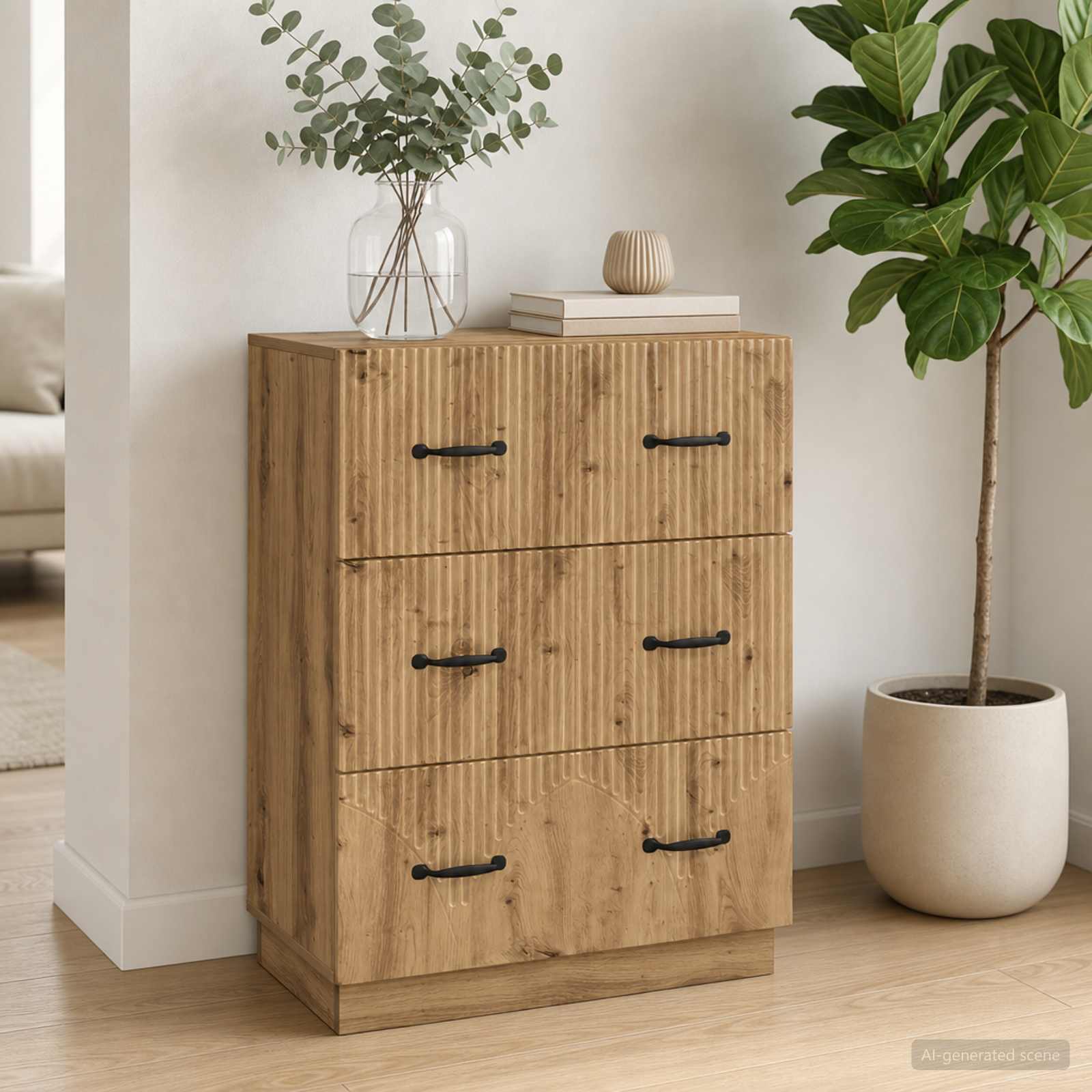 Ladenkast Artisanaal eiken 66 x 34,5 x 87 cm Bewerkt hout