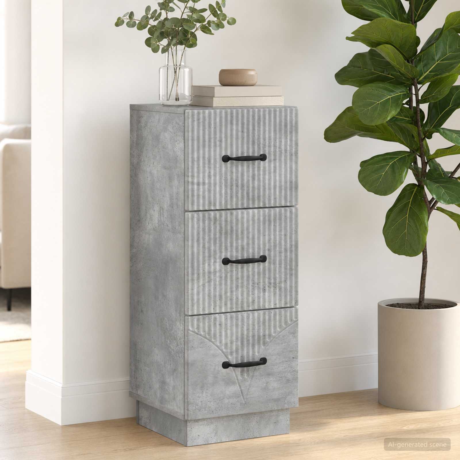 Ladenkast Betongrijs 33 x 34,5 x 87 cm Bewerkt hout