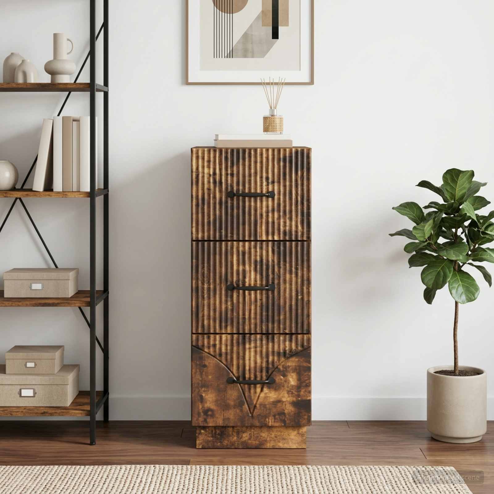 Ladenkast Gerookt eiken 33 x 34,5 x 87 cm Bewerkt hout