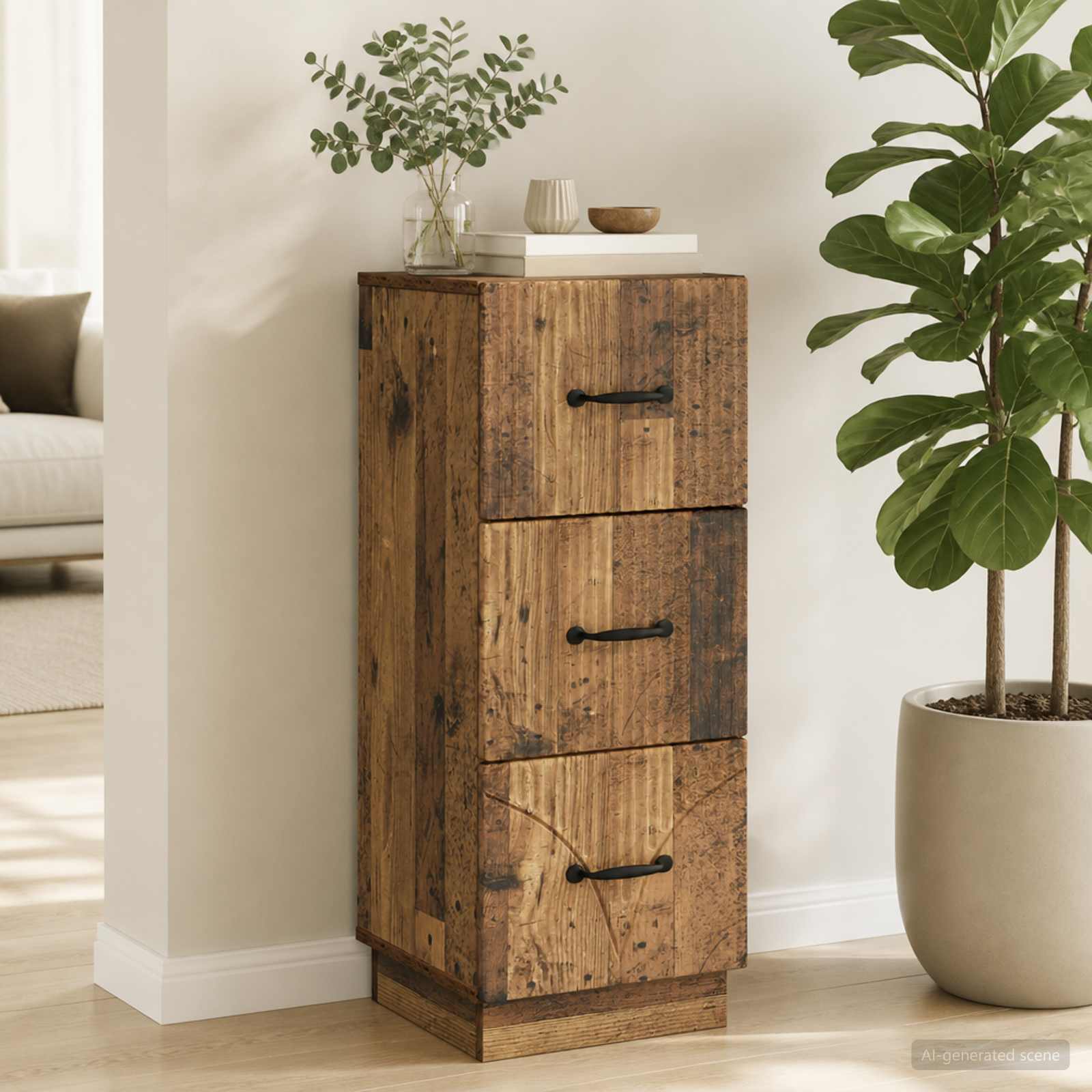 Ladenkast Oud hout 33 x 34,5 x 87 cm Bewerkt hout