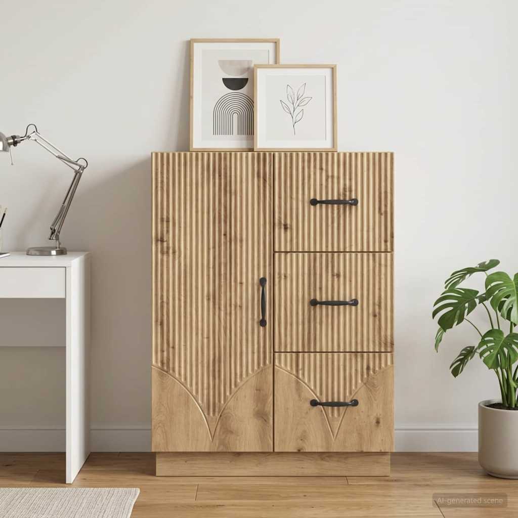 Dressoir Artisanaal eiken 66 x 34,5 x 87 cm Bewerkt hout