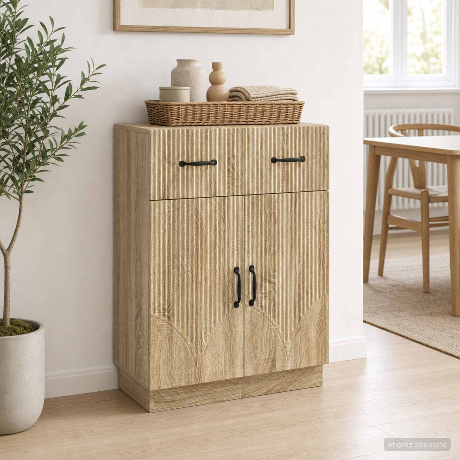 Dressoir met lade Sonoma Eiken 66 x 34,5 x 87 cm Bewerkt hout – afbeelding 1