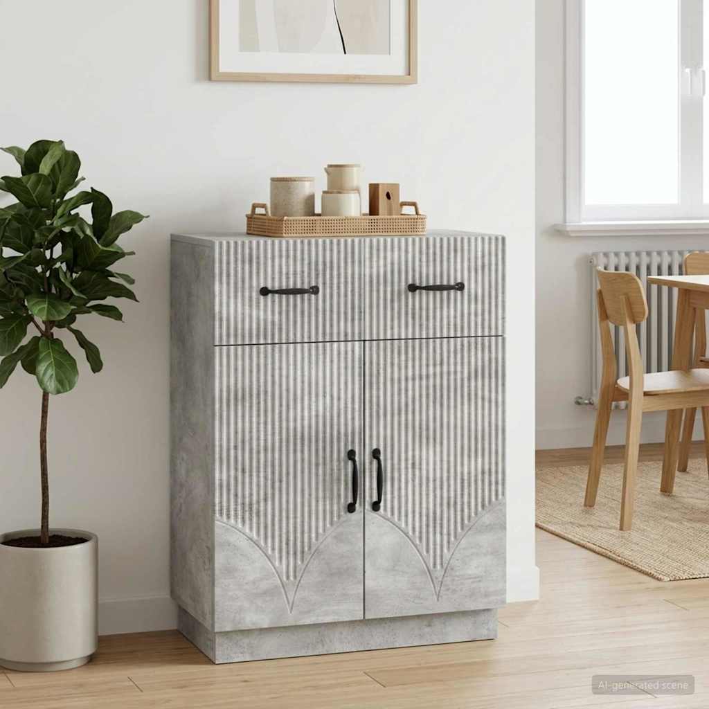 Dressoir met lade Betongrijs 66 x 34,5 x 87 cm Bewerkt hout