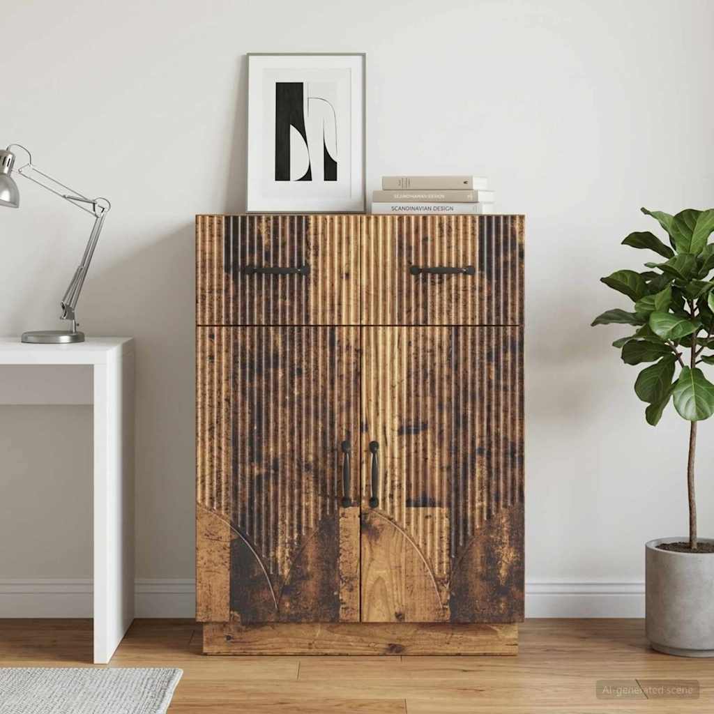 Dressoir met lade Oud hout 66 x 34,5 x 87 cm Bewerkt hout