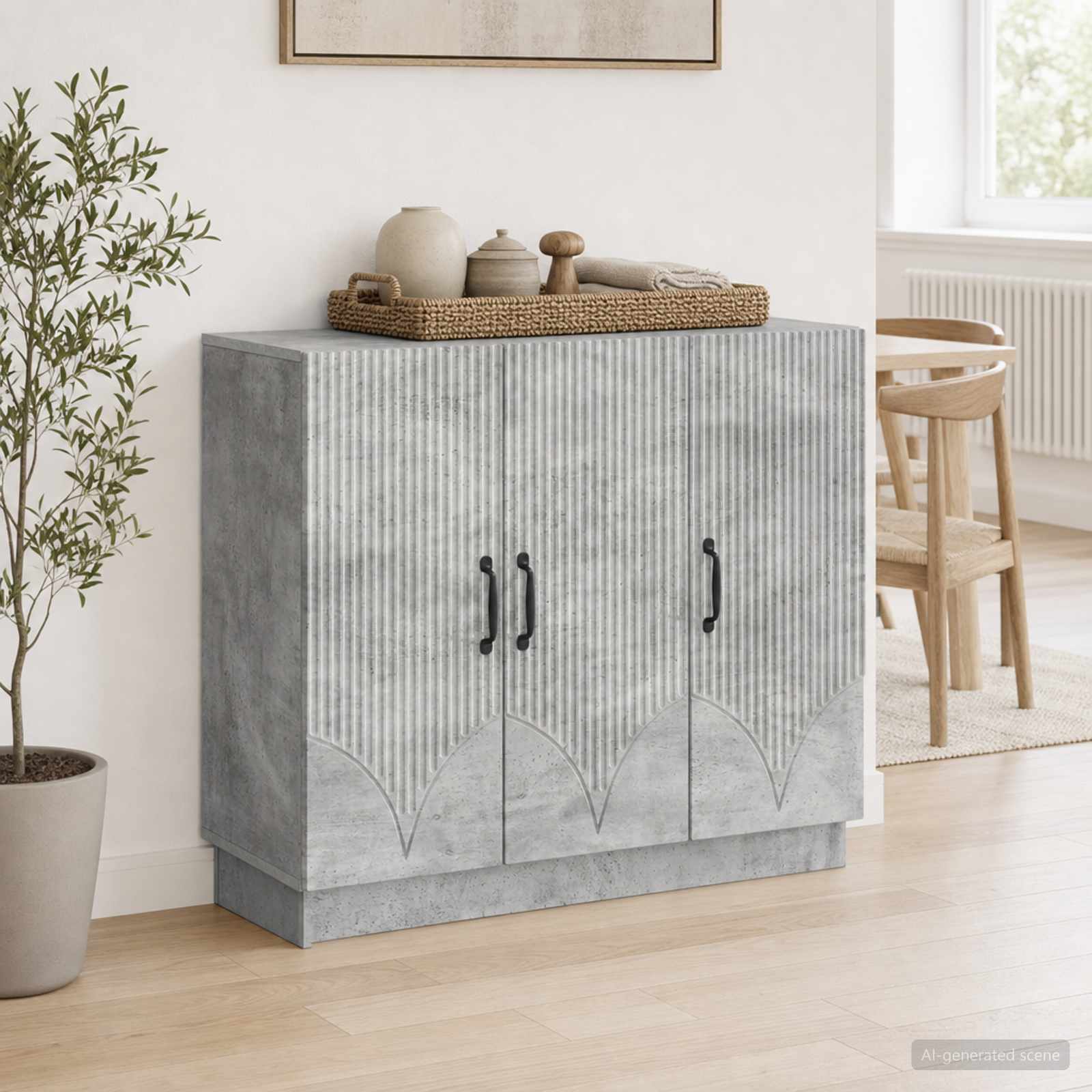 Dressoir Betongrijs 89 x 34,5 x 77 cm Bewerkt hout