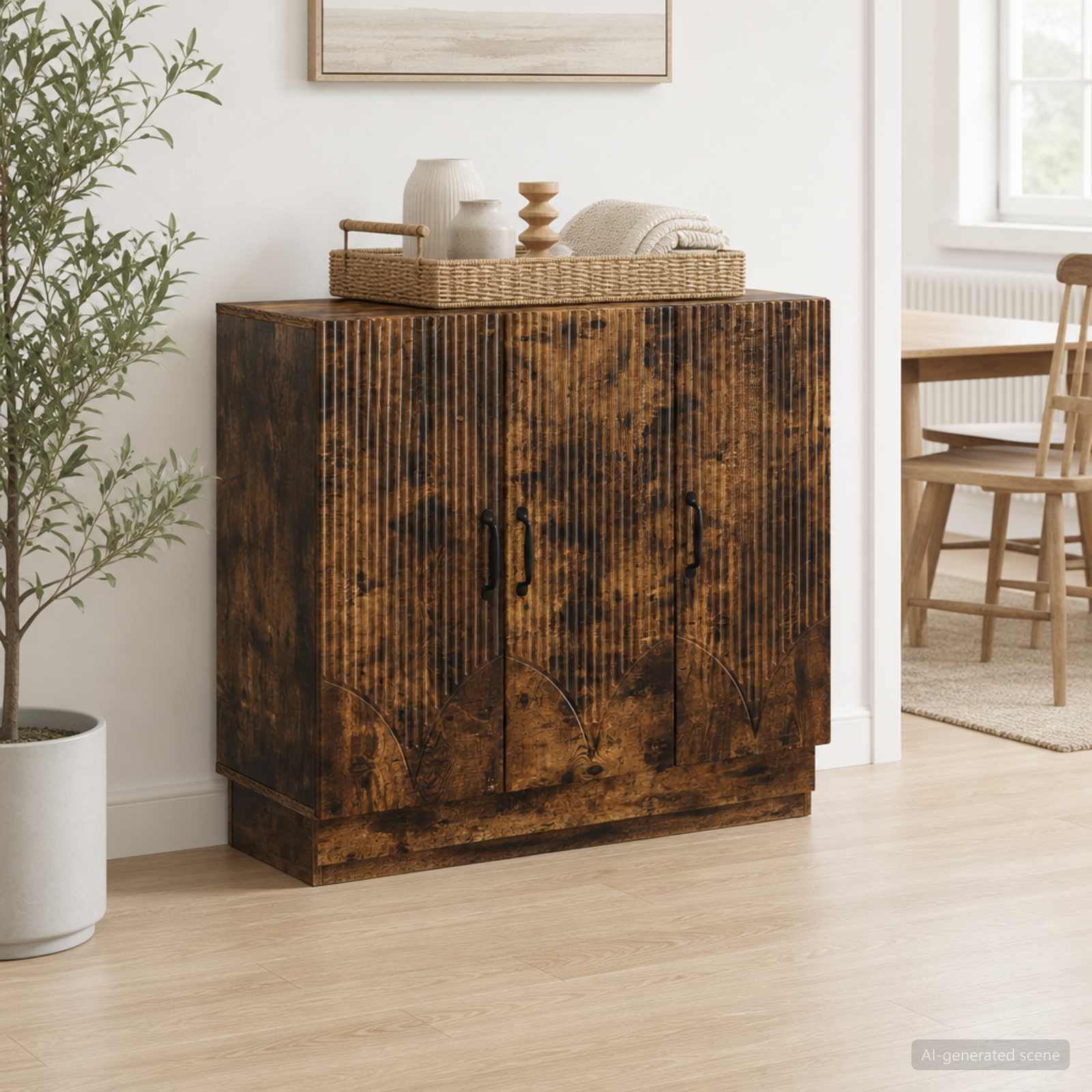 Dressoir Gerookt eiken 89 x 34,5 x 77 cm Bewerkt hout