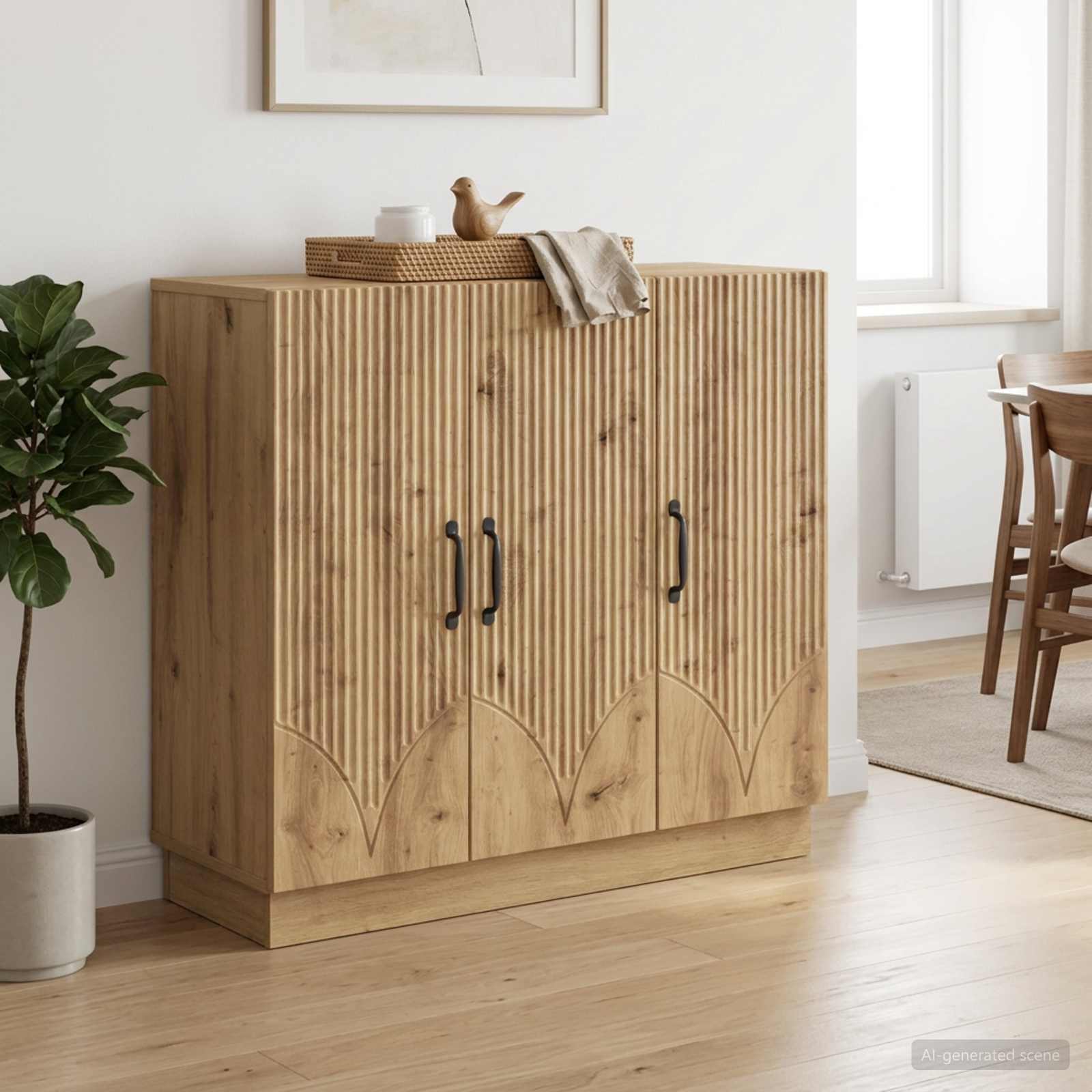 Dressoir Artisanaal eiken 89 x 34,5 x 77 cm Bewerkt hout
