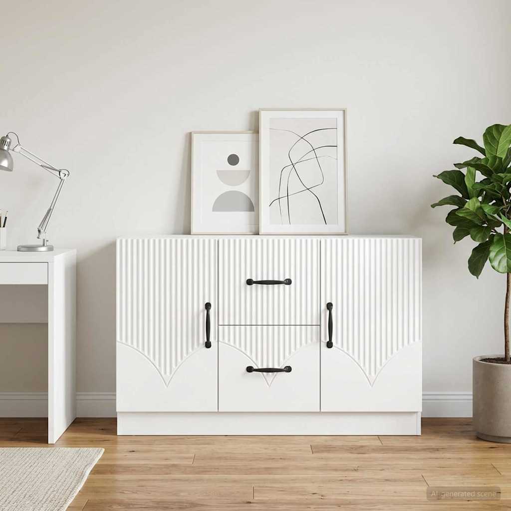 Dressoir met lade Hoogglans Wit 89 x 34,5 x 57 cm Bewerkt hout