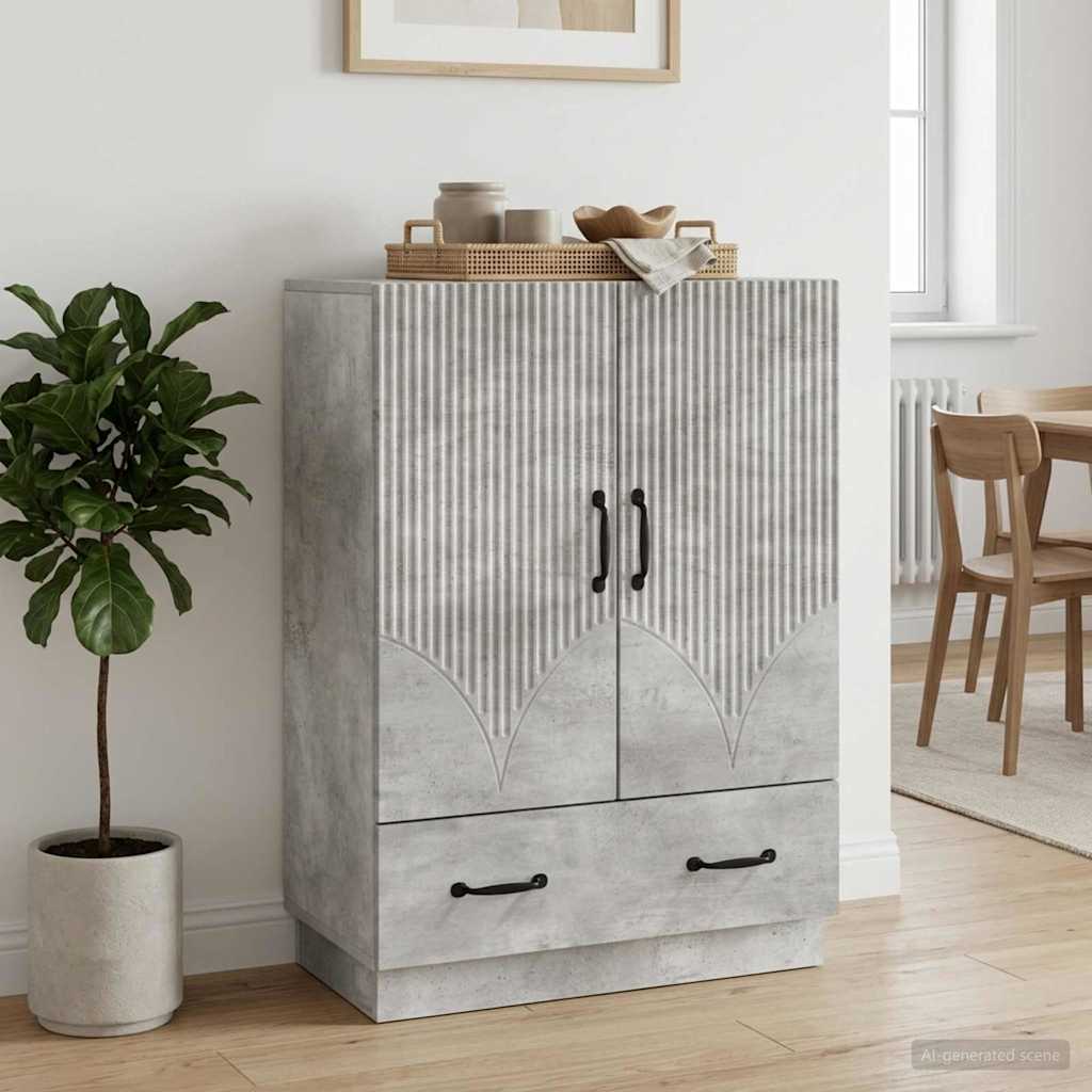 Dressoir met lade Betongrijs 66 x 34,5 x 92 cm Bewerkt hout