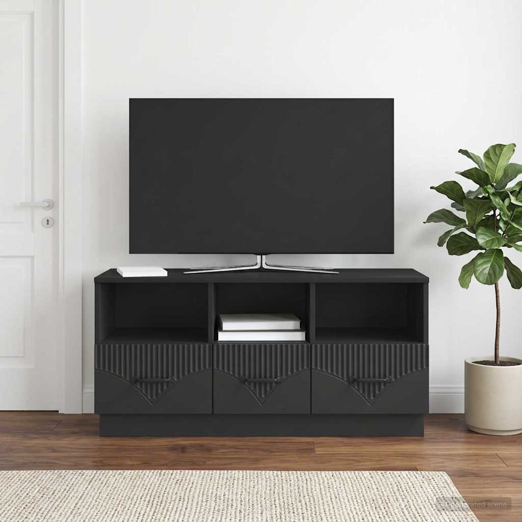 TV-kast met lade Zwart 102 x 34,5 x 47 cm Bewerkt hout