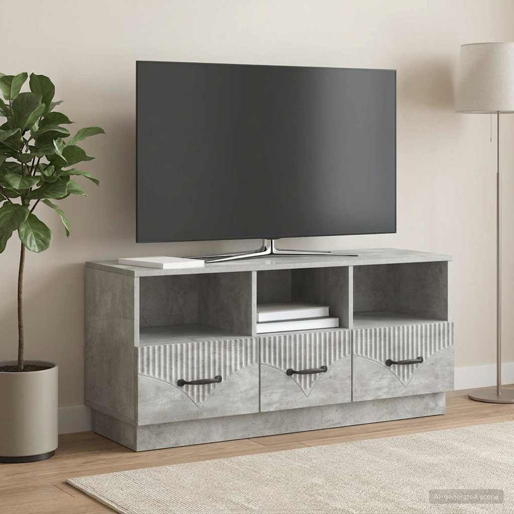 TV-kast met lade Betongrijs 102 x 34,5 x 47 cm Bewerkt hout