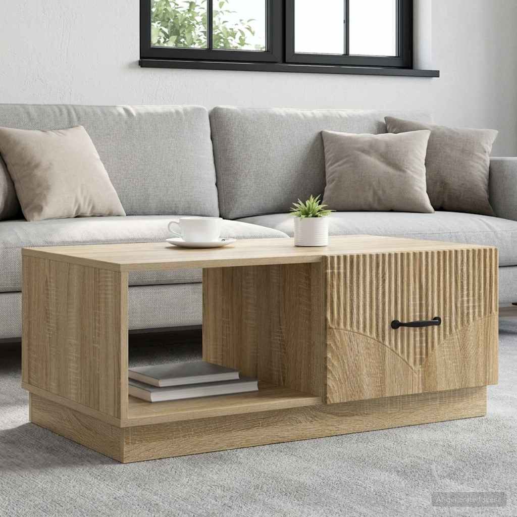 Salontafel Sonoma Eiken 90 x 50 x 37 cm Bewerkt hout – afbeelding 1