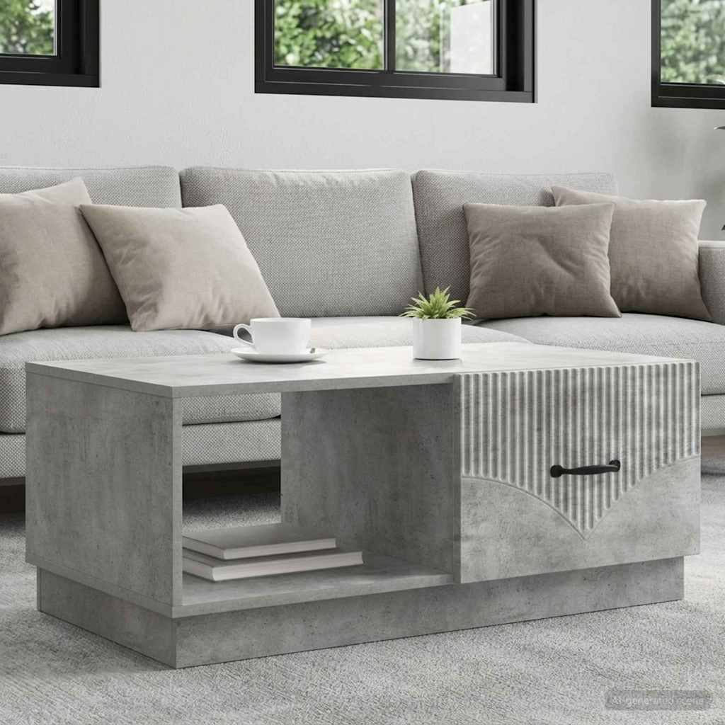 Salontafel Betongrijs 90 x 50 x 37 cm Bewerkt hout – afbeelding 1