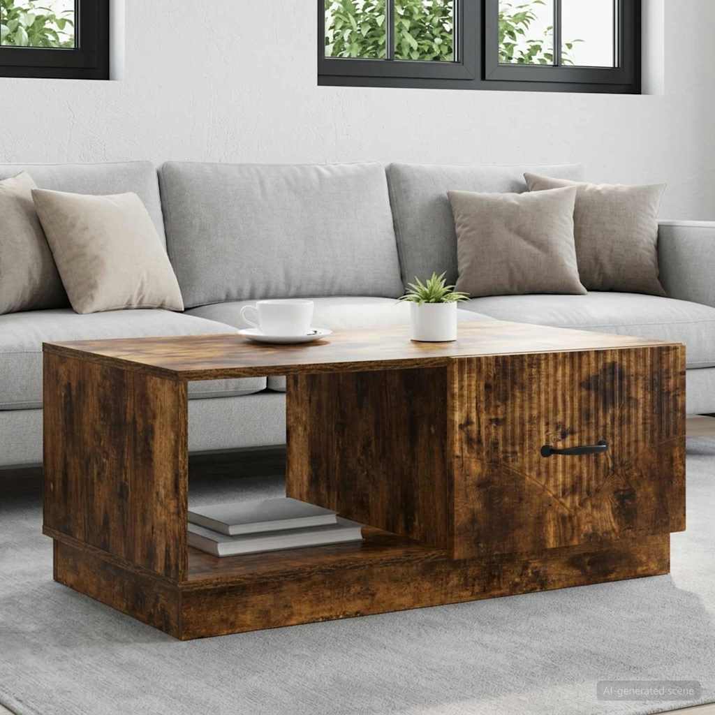 Salontafel Gerookt eiken 90 x 50 x 37 cm Bewerkt hout