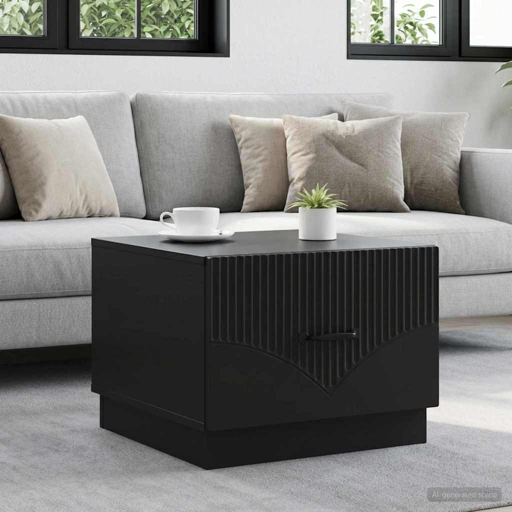 Salontafel met lade Zwart 49 x 50 x 37 cm Bewerkt hout – afbeelding 1