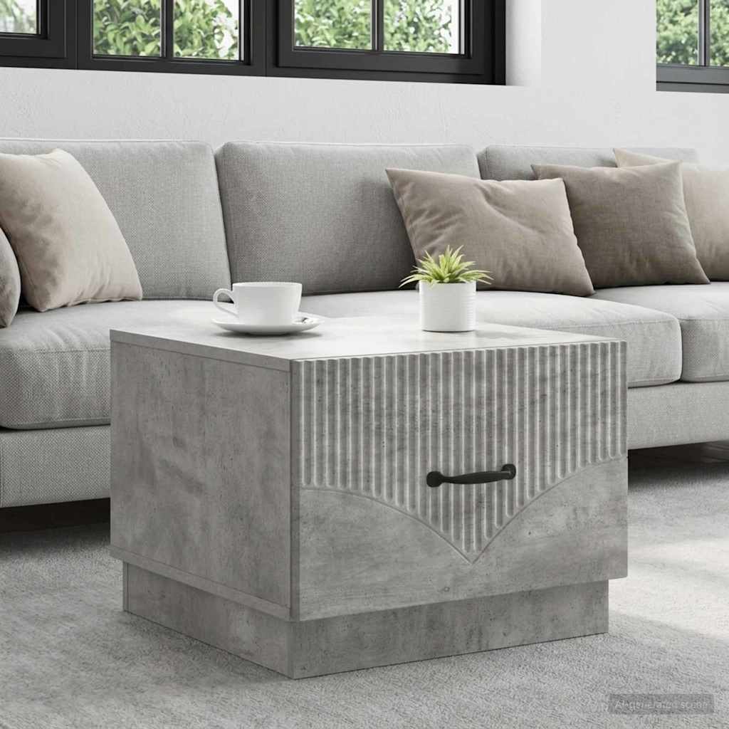 Salontafel met lade Betongrijs 49 x 50 x 37 cm Bewerkt hout – afbeelding 1