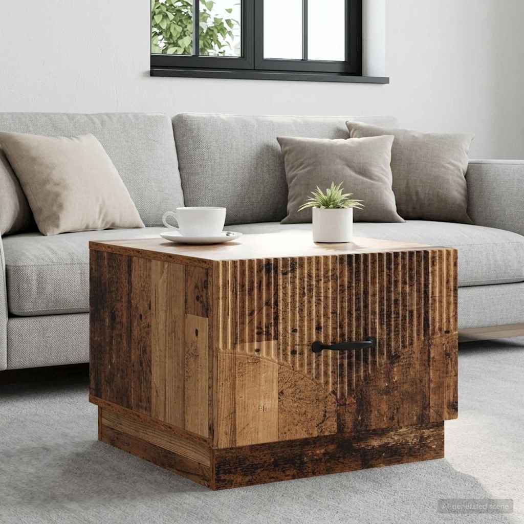 Salontafel met lade Oud hout 49 x 50 x 37 cm Bewerkt hout – afbeelding 1