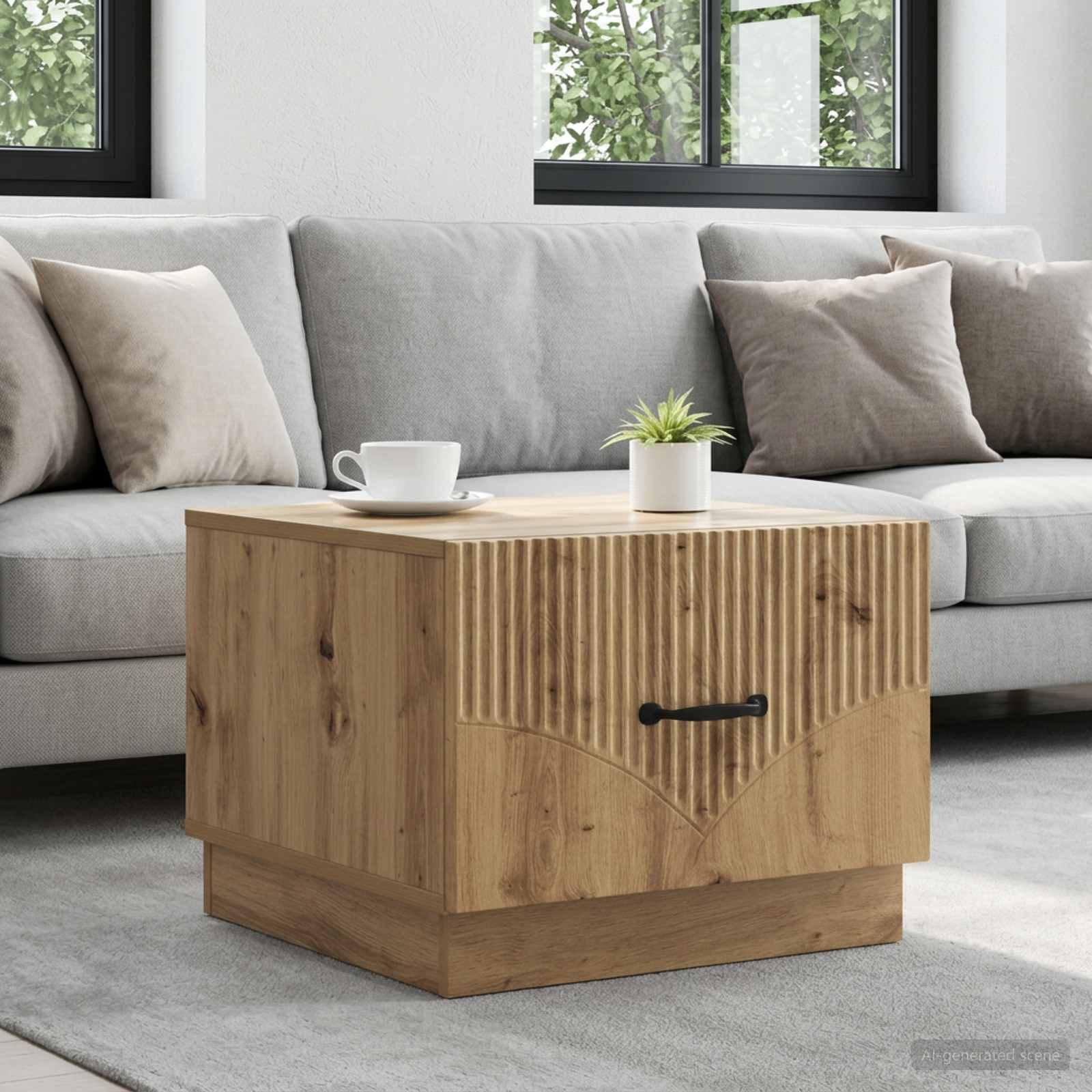 Salontafel Artisanaal eiken 49 x 50 x 37 cm Bewerkt hout