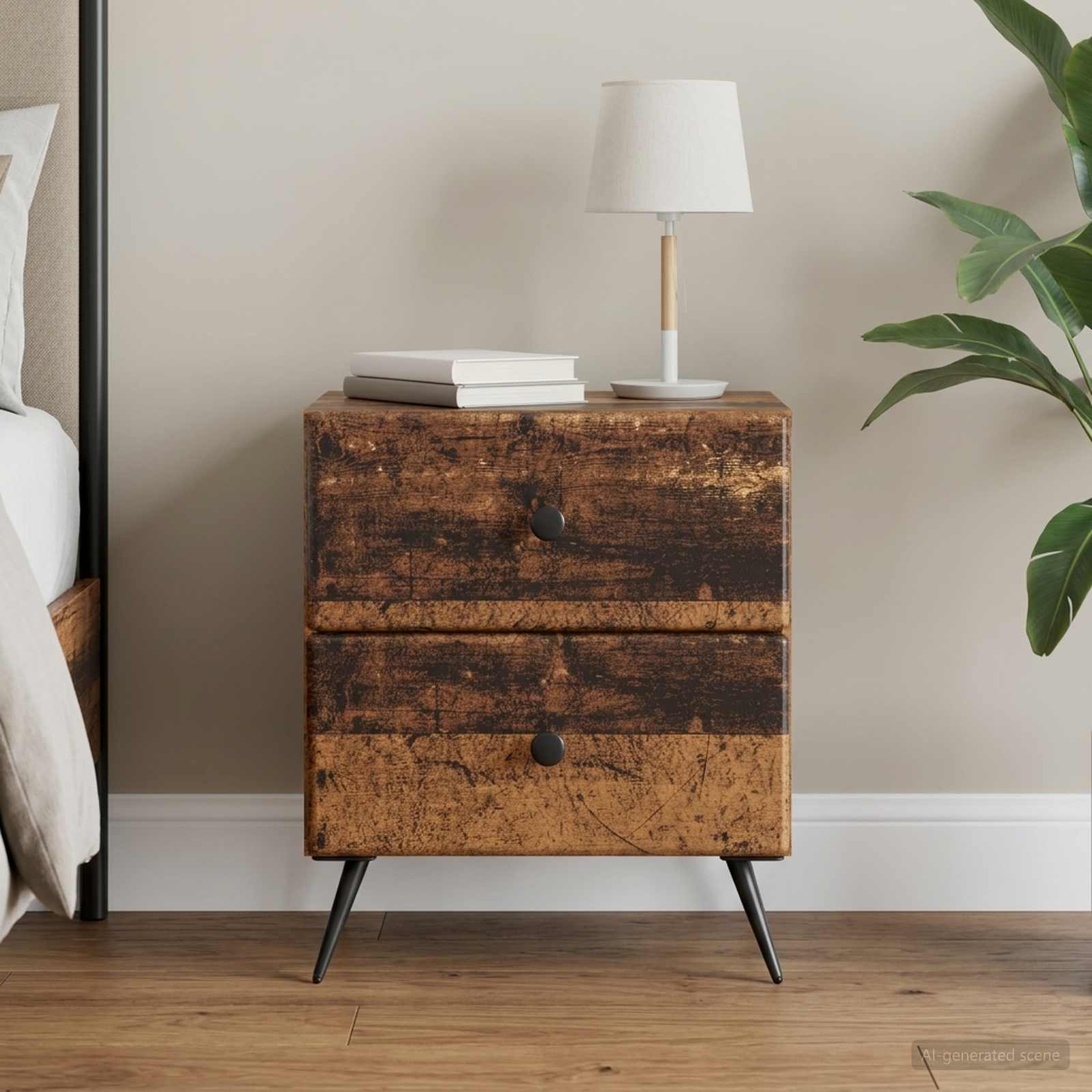 Nachtkastje met lade Oud hout 43 x 34,5 x 47,5 cm Bewerkt hout