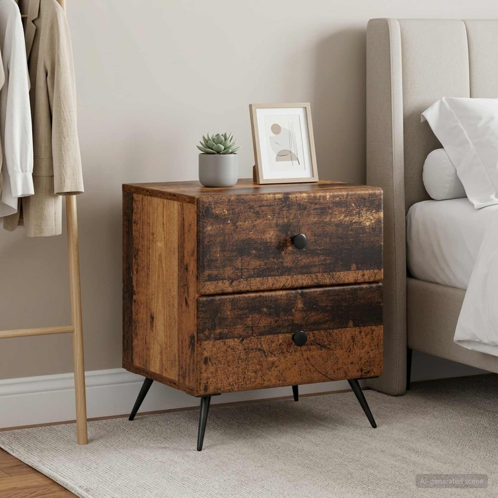 Nachtkastje 2 pcs Oud hout 43 x 34,5 x 47,5 cm Bewerkt hout