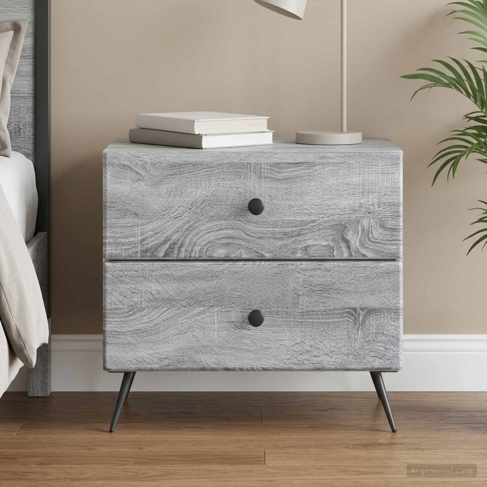 Nachtkastje Grijs sonoma 62 x 34,5 x 47,5 cm Bewerkt hout