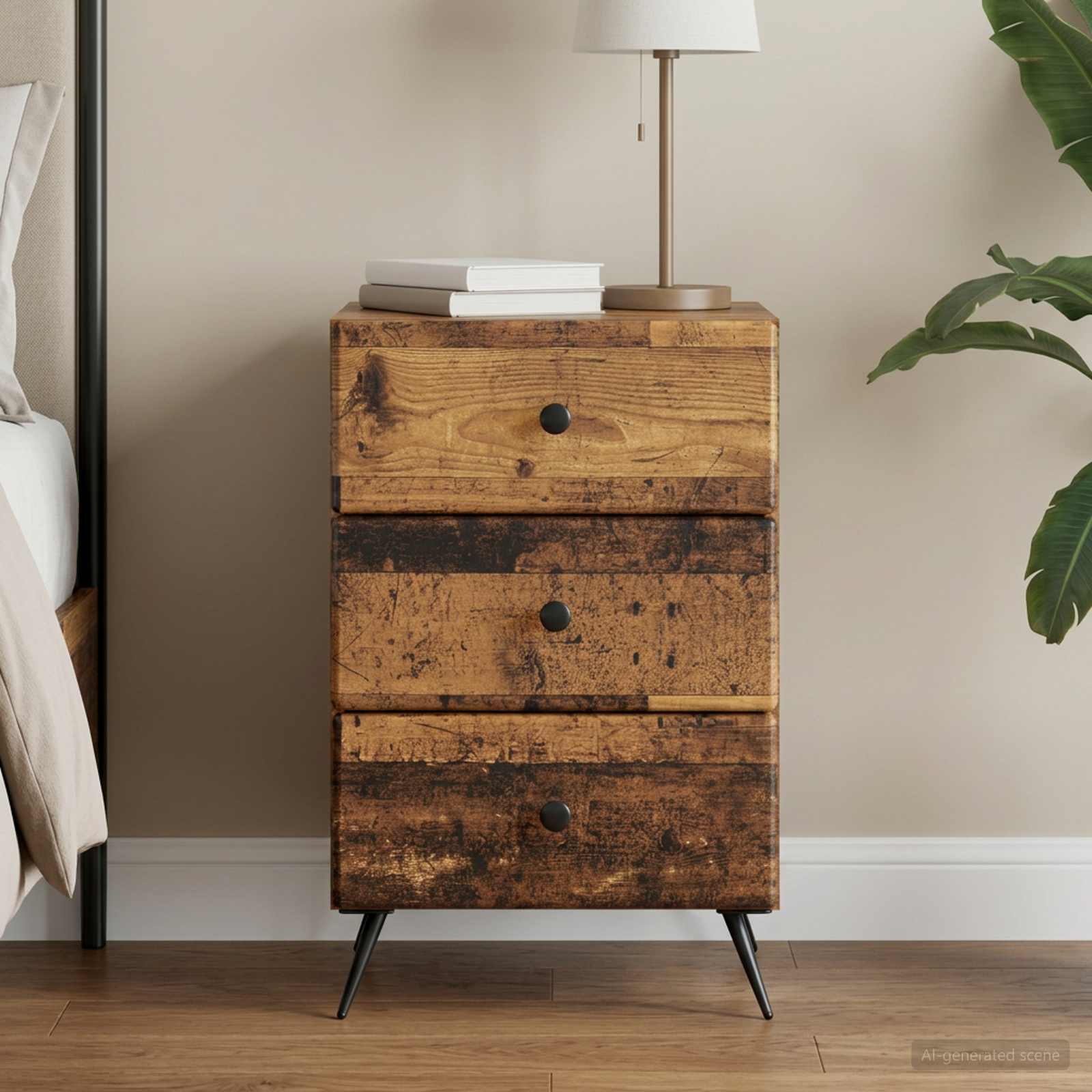 Nachtkastje met lade Oud hout 43 x 41 x 66,5 cm Bewerkt hout