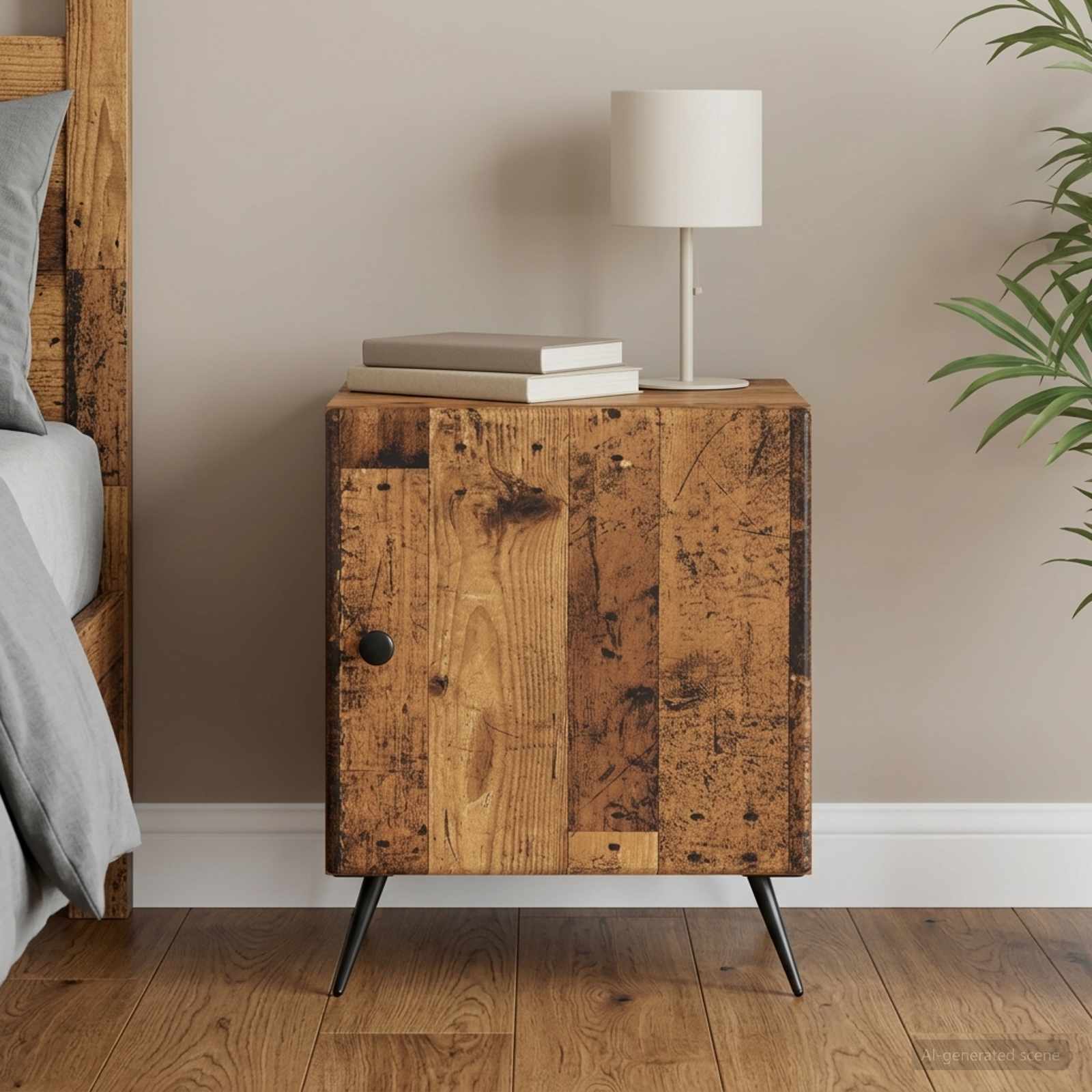 Nachtkastje Oud hout 43 x 34,5 x 50 cm Bewerkt hout