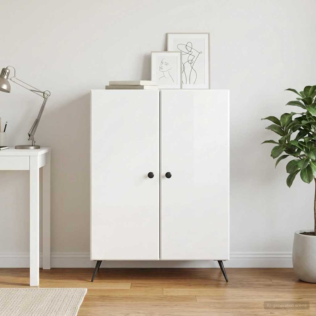 Dressoir Hoogglans Wit 66 x 34,5 x 90 cm Bewerkt hout