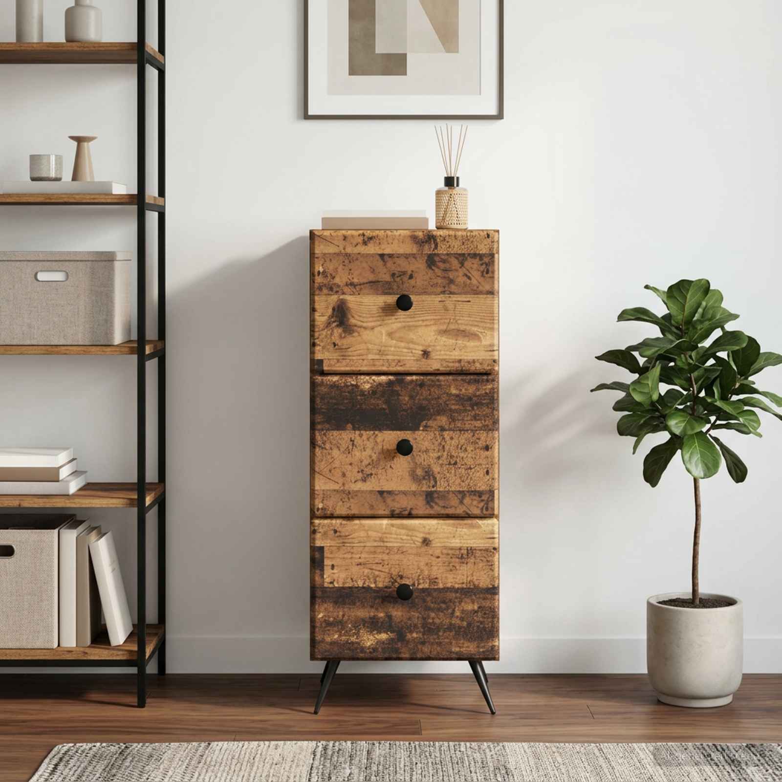 Ladenkast Oud hout 33 x 34,5 x 90 cm Bewerkt hout