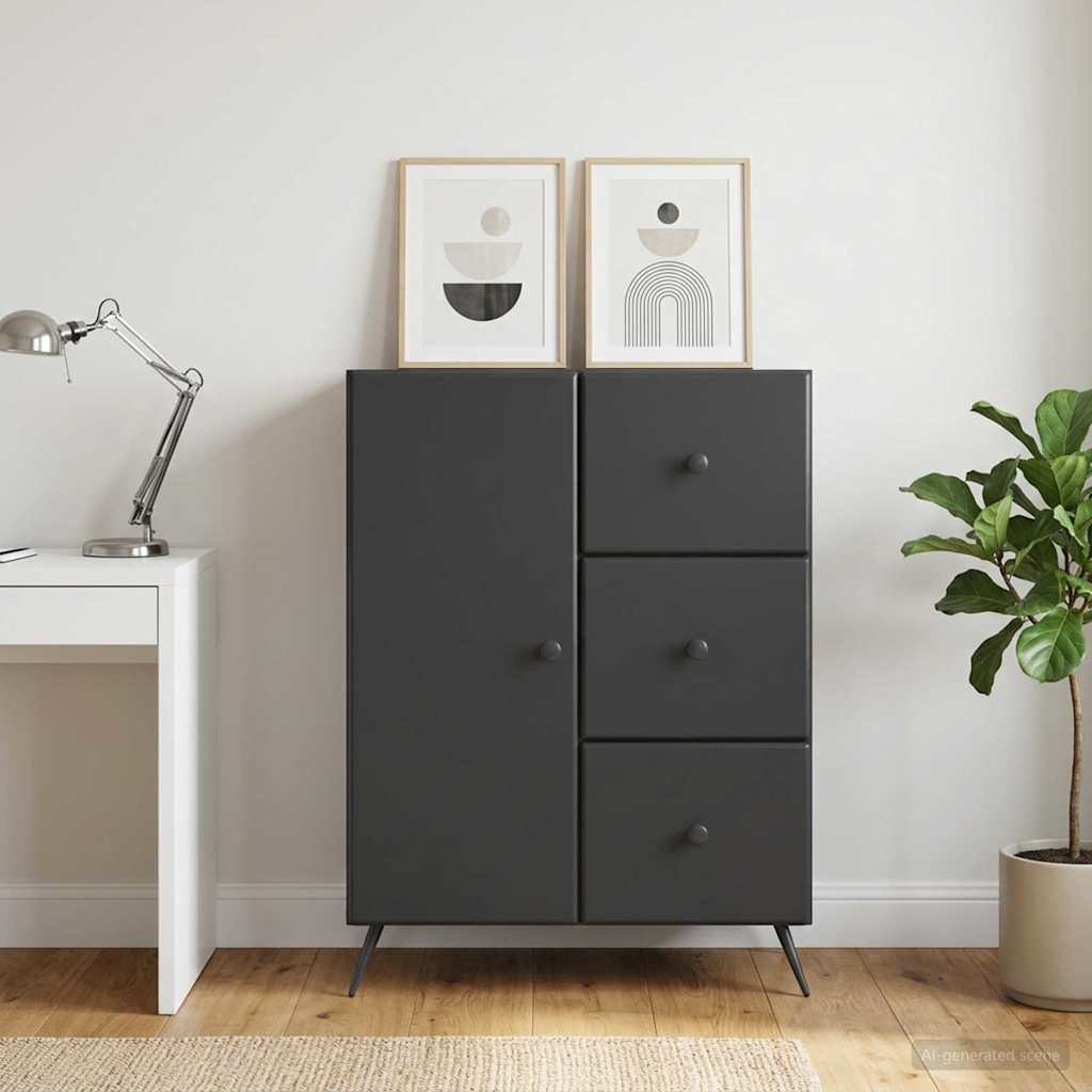 Dressoir met lade Zwart 66 x 34,5 x 90 cm Bewerkt hout – afbeelding 1