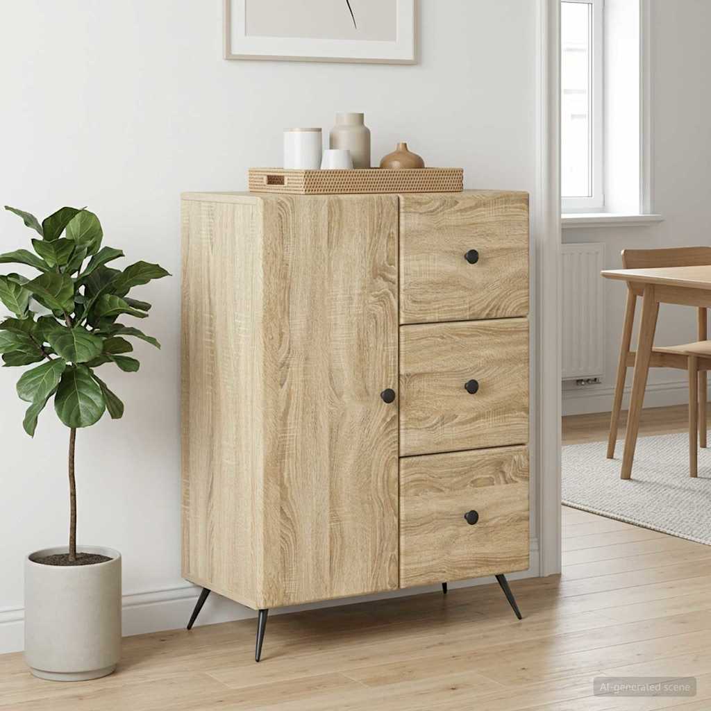 Dressoir met lade Sonoma Eiken 66 x 34,5 x 90 cm Bewerkt hout