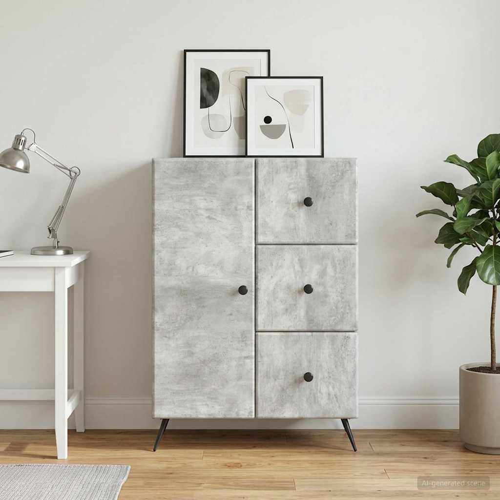 Dressoir met lade Betongrijs 66 x 34,5 x 90 cm Bewerkt hout