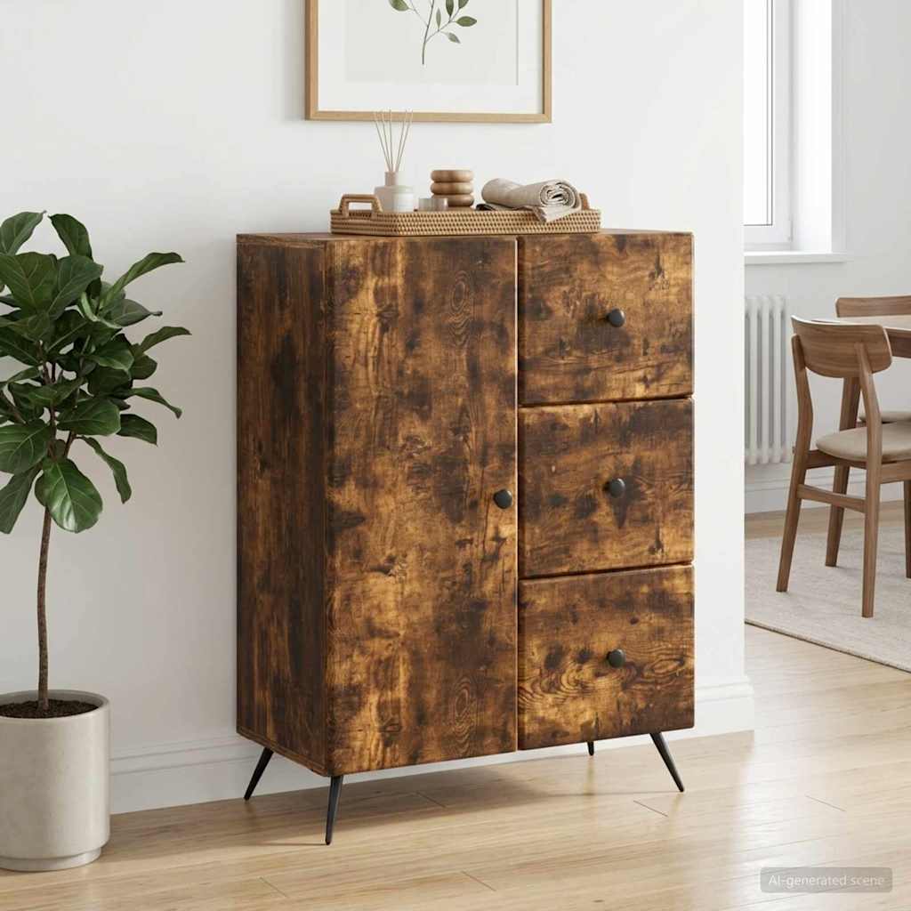 Dressoir met lade Gerookt eiken 66 x 34,5 x 90 cm Bewerkt hout
