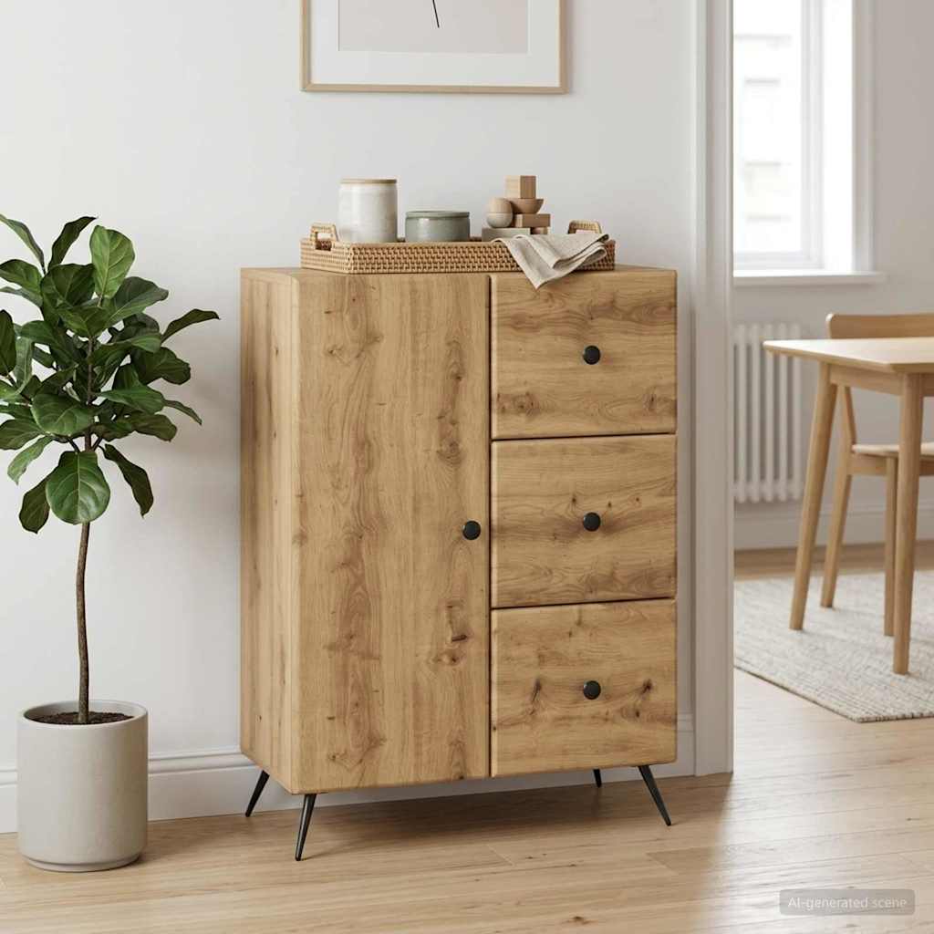Dressoir Artisanaal eiken 66 x 34,5 x 90 cm Bewerkt hout