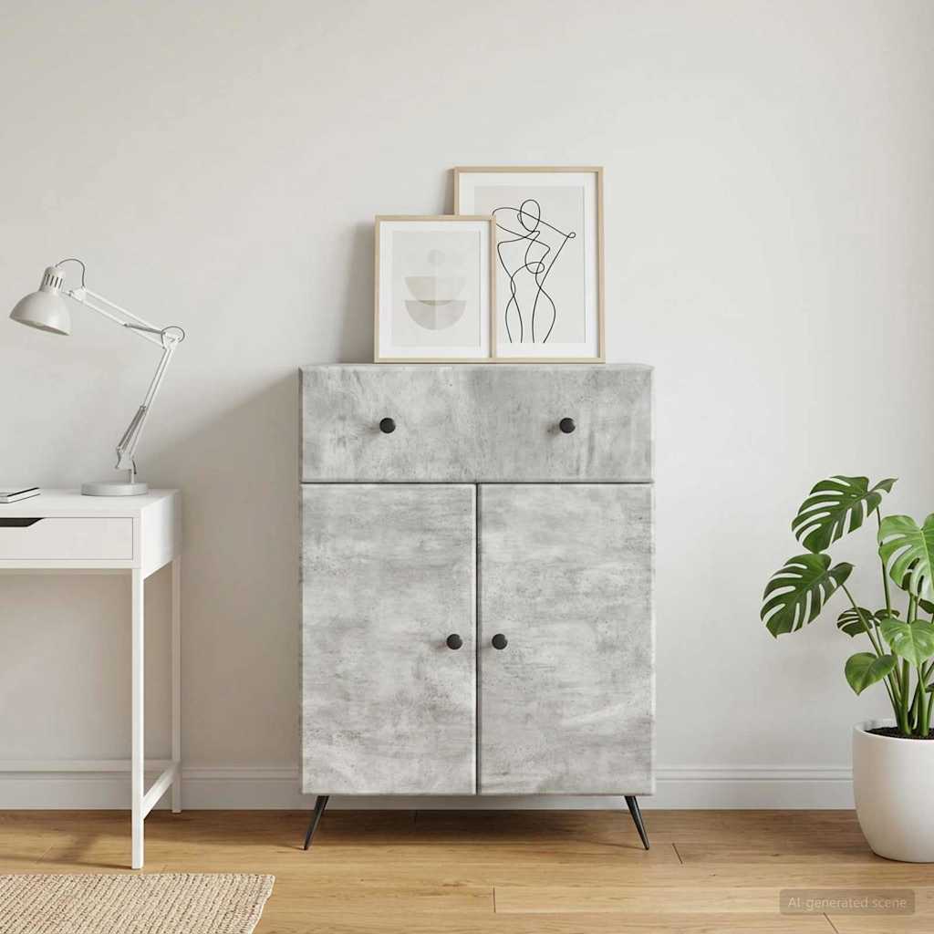 Dressoir met lade Betongrijs 66 x 34,5 x 90 cm Bewerkt hout
